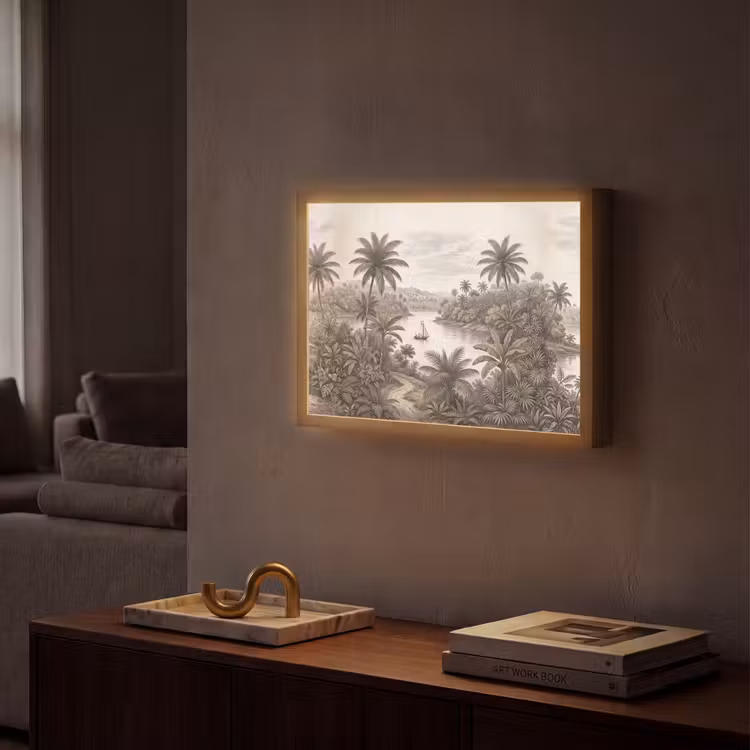 Lightbox - Wandlamp - Landschap - Rivier - Boot - Tropisch - Vintage — 2