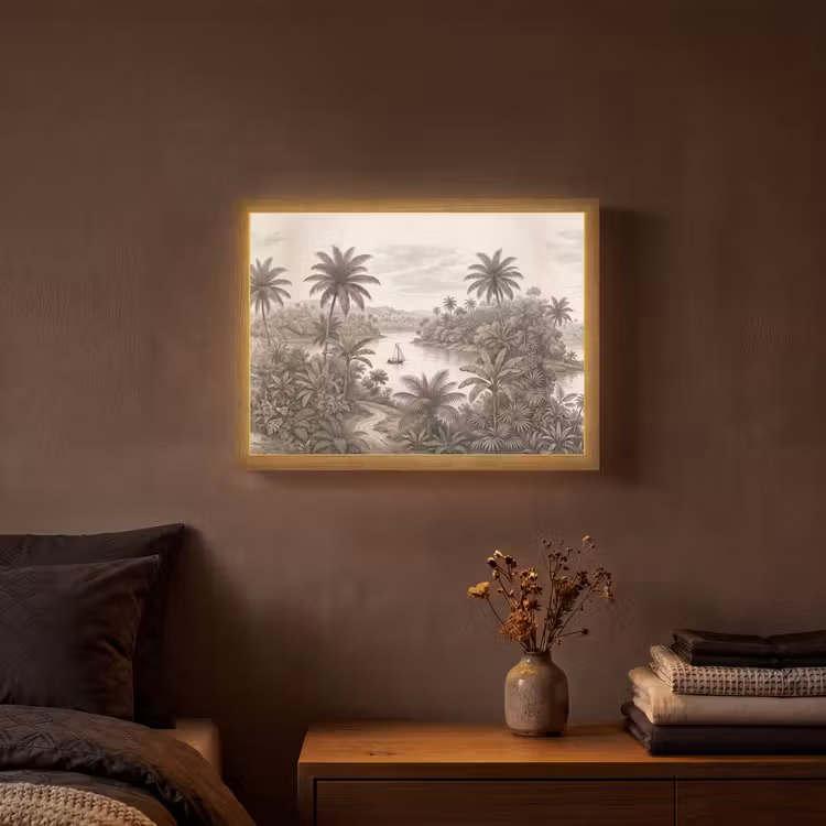Lightbox - Wandlamp - Landschap - Rivier - Boot - Tropisch - Vintage — 3
