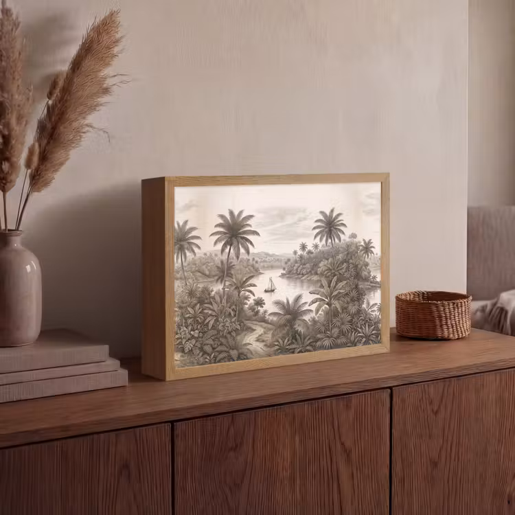 Lightbox - Wandlamp - Landschap - Rivier - Boot - Tropisch - Vintage — 4