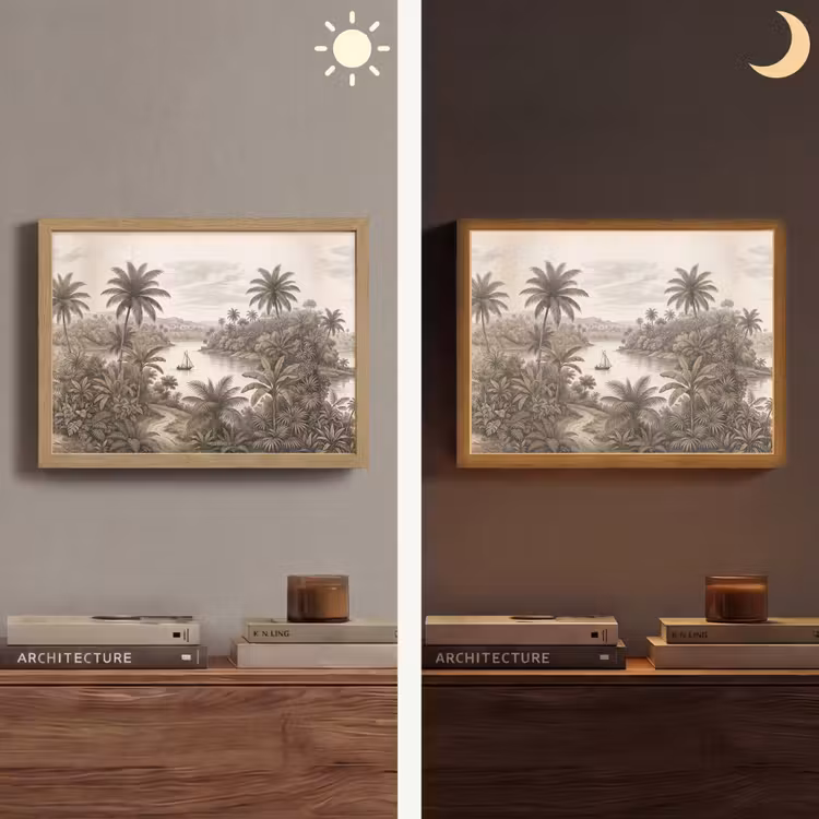 Lightbox - Wandlamp - Landschap - Rivier - Boot - Tropisch - Vintage — 6