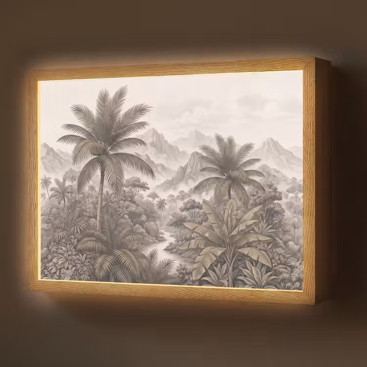 Lightbox - Wandlamp - Natuur - Bergen - Rivier - Tropisch - Vintage — 1