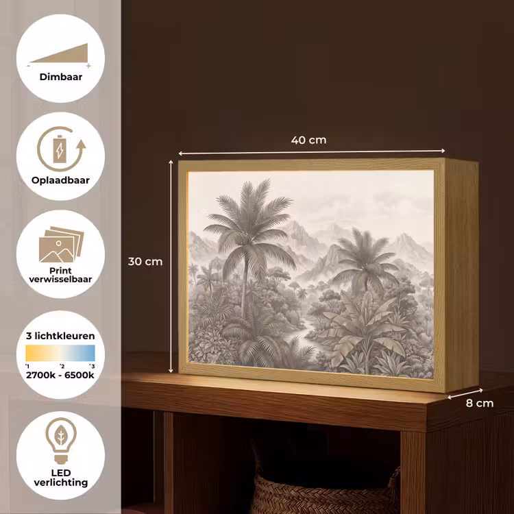 Lightbox - Wandlamp - Natuur - Bergen - Rivier - Tropisch - Vintage — 10