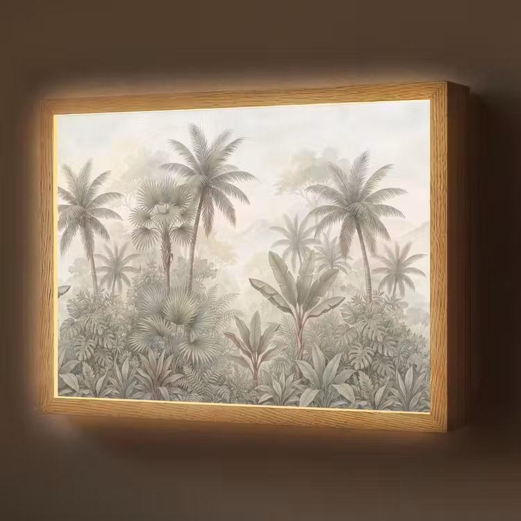 Lightbox - Wandlamp - Natuur - Tropisch bos - Landschap - Aquarel - Groen — 1