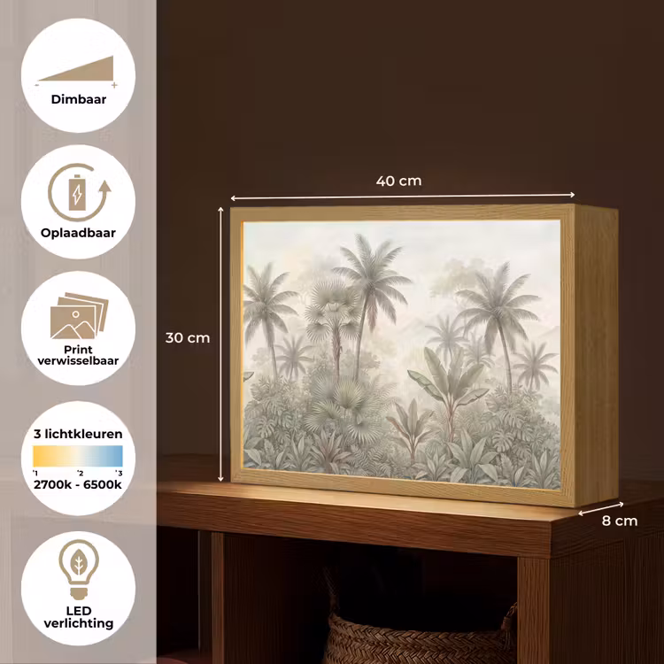 Lightbox - Wandlamp - Natuur - Tropisch bos - Landschap - Aquarel - Groen — 10