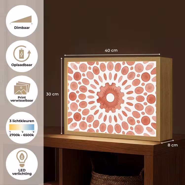 Lightbox - Wandlamp - Patroon - Cirkels - Abstract - Modern - Rood — 10