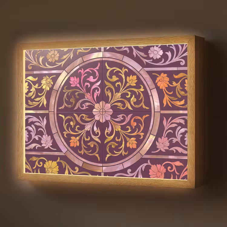 Lightbox - Wandlamp - Patroon - Floraal - Oosters - Paars - Goud — 1