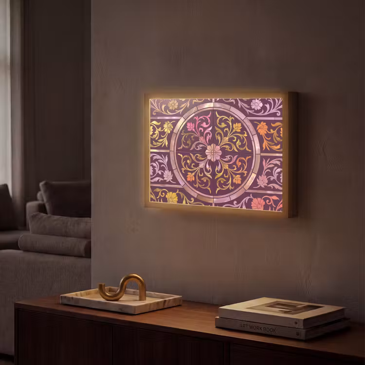Lightbox - Wandlamp - Patroon - Floraal - Oosters - Paars - Goud — 2