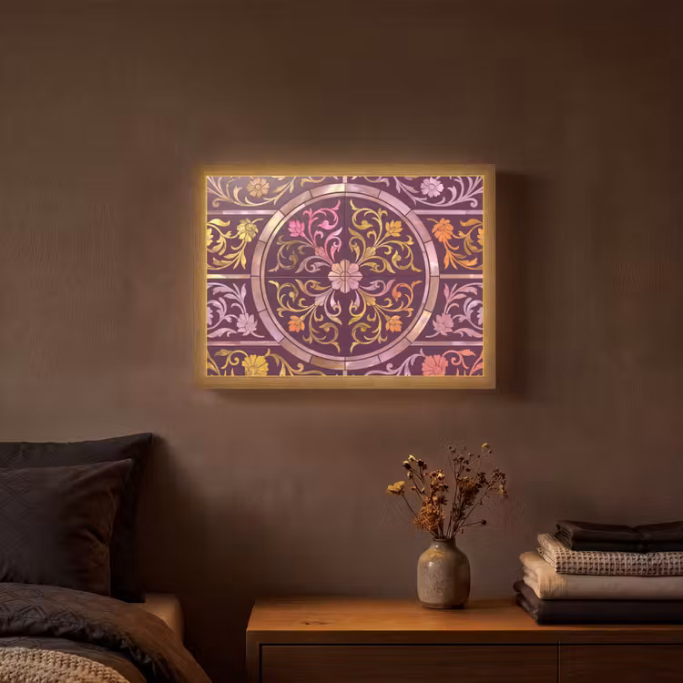 Lightbox - Wandlamp - Patroon - Floraal - Oosters - Paars - Goud — 3