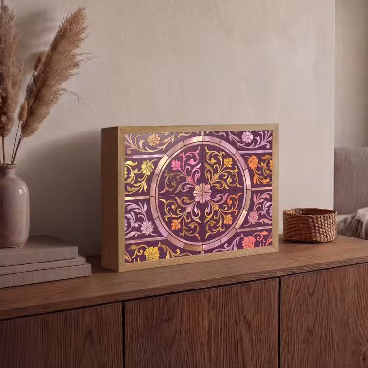 Lightbox - Wandlamp - Patroon - Floraal - Oosters - Paars - Goud — 4
