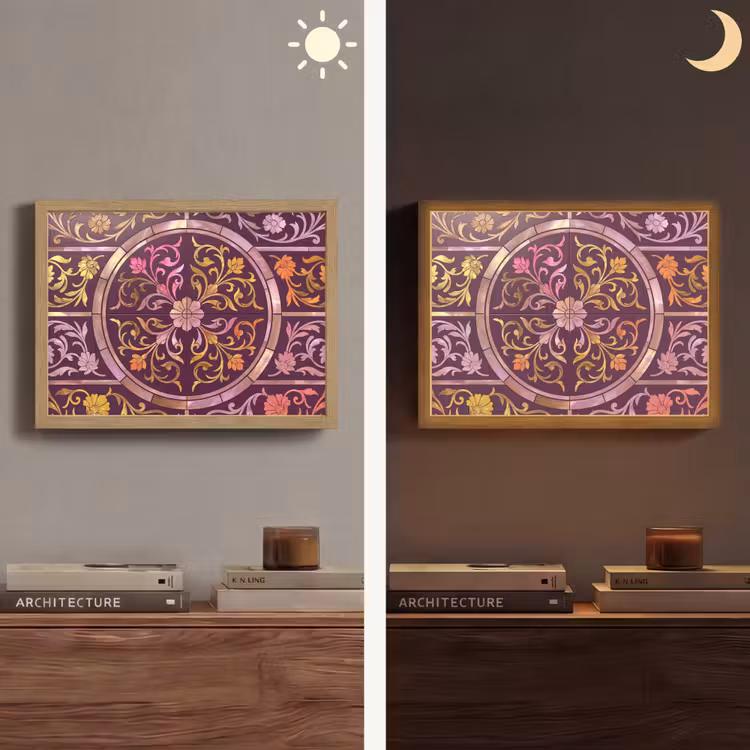 Lightbox - Wandlamp - Patroon - Floraal - Oosters - Paars - Goud — 6