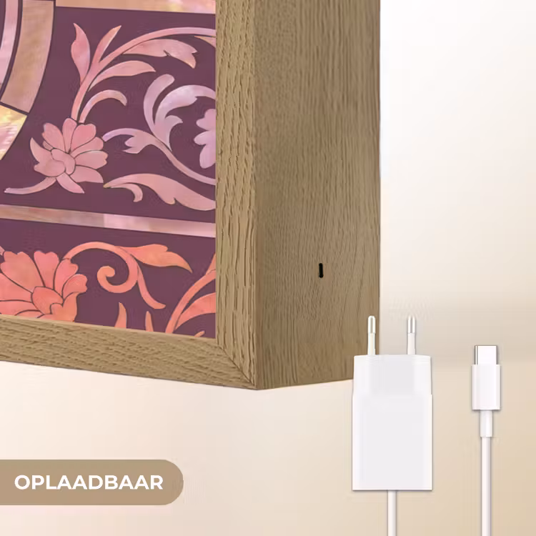 Lightbox - Wandlamp - Patroon - Floraal - Oosters - Paars - Goud — 7