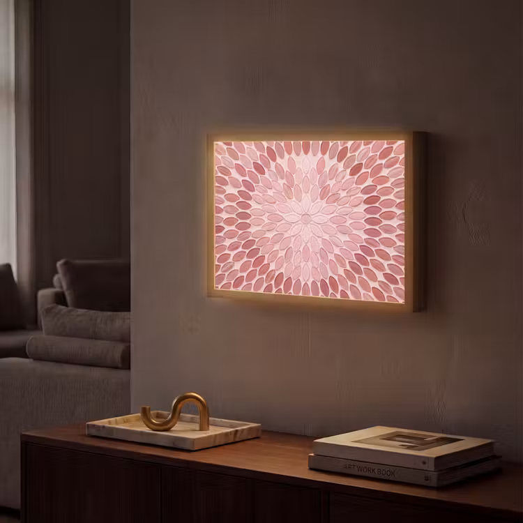 Lightbox - Wandlamp - Patroon - Mozaïek - Ovaal - Abstract - Roze — 2