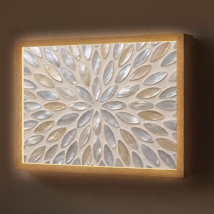 Lightbox - Wandlamp - Patroon - Ovaal - Glanzend - Abstract - Beige — 1