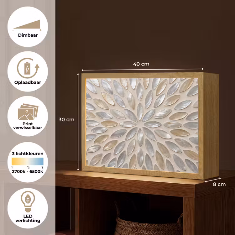 Lightbox - Wandlamp - Patroon - Ovaal - Glanzend - Abstract - Beige — 10