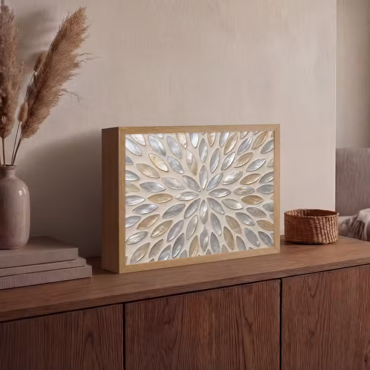 Lightbox - Wandlamp - Patroon - Ovaal - Glanzend - Abstract - Beige — 4