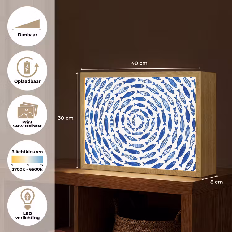 Lightbox - Wandlamp - Vis - Patroon - Onderwater - Abstract - Blauw — 10