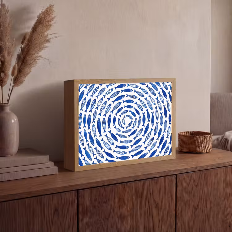 Lightbox - Wandlamp - Vis - Patroon - Onderwater - Abstract - Blauw — 4