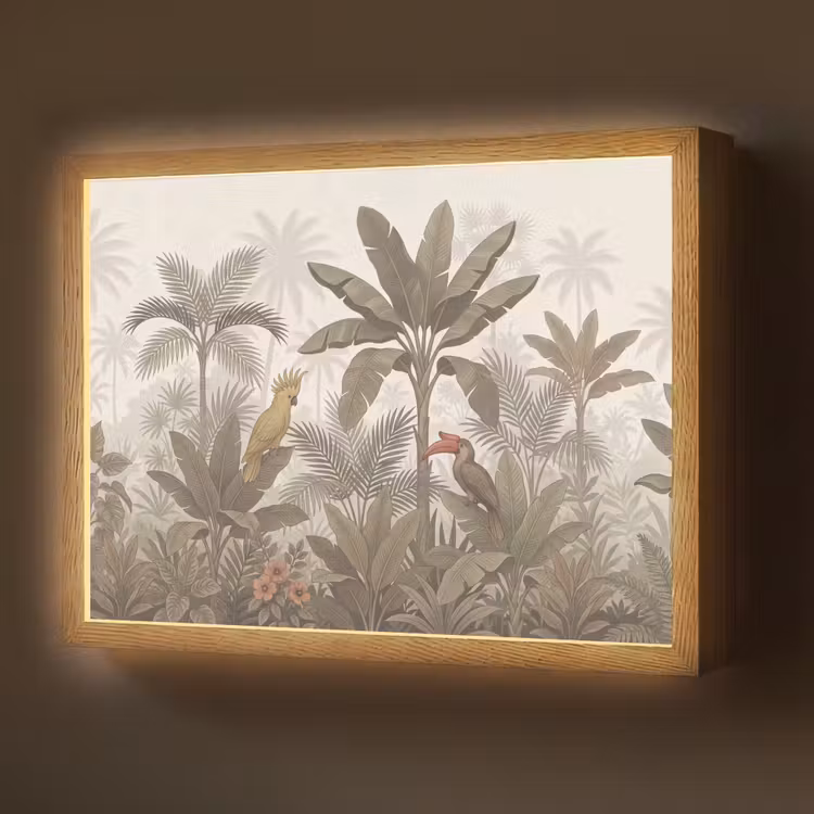 Lightbox - Wandlamp - Vogel - Jungle - Tropisch - Illustratie - Groen — 1