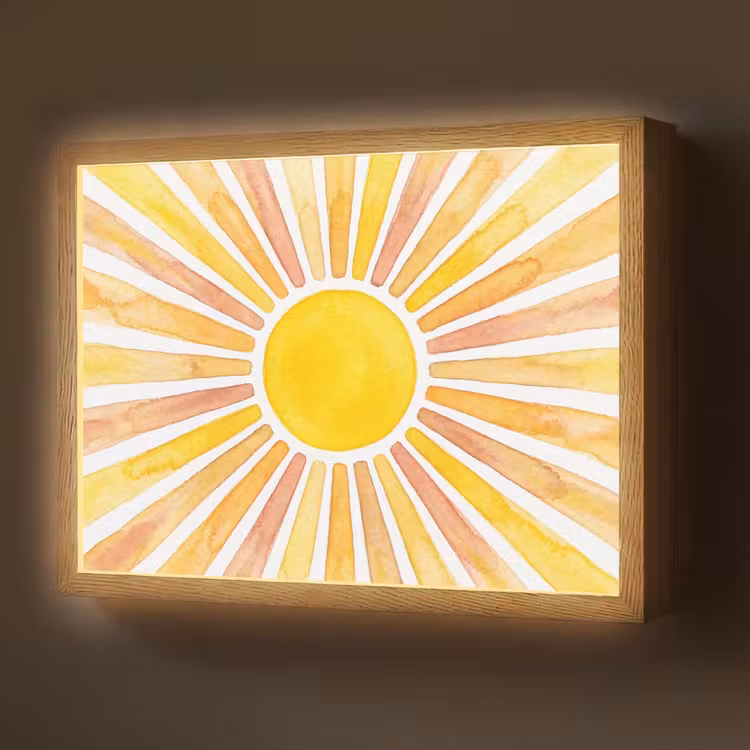 Lightbox - Wandlamp - Zon - Stralen - Aquarel - Geel - Abstract — 1