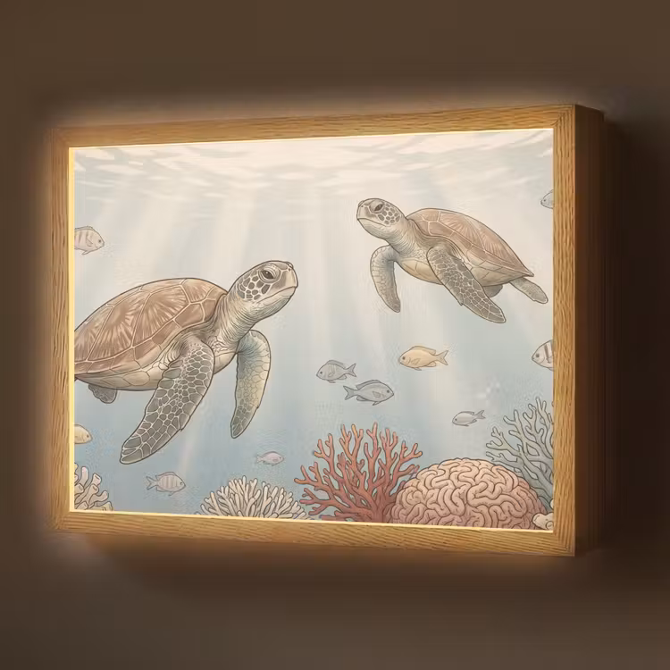 Lightbox - Wandlamp - Schildpad - Onderwater - Natuur - Illustratie — 1