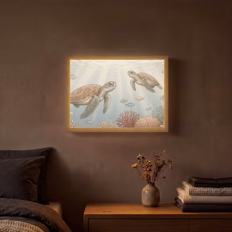 Lightbox - Wandlamp - Schildpad - Onderwater - Natuur - Illustratie — 3