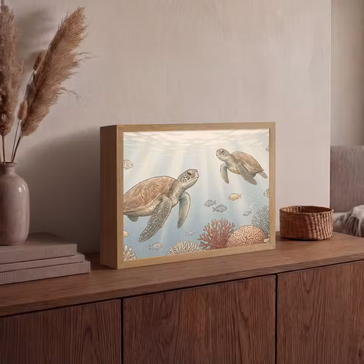 Lightbox - Wandlamp - Schildpad - Onderwater - Natuur - Illustratie — 4