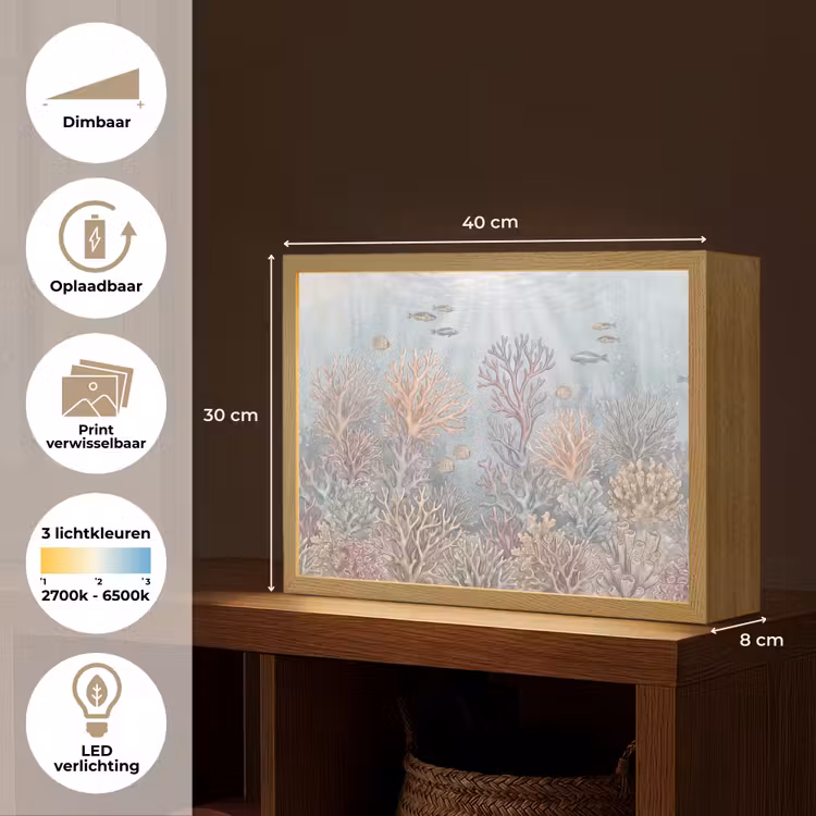 Lightbox - Wandlamp - Vis - Koraal - Oceaan - Illustratie - Onderwater — 10