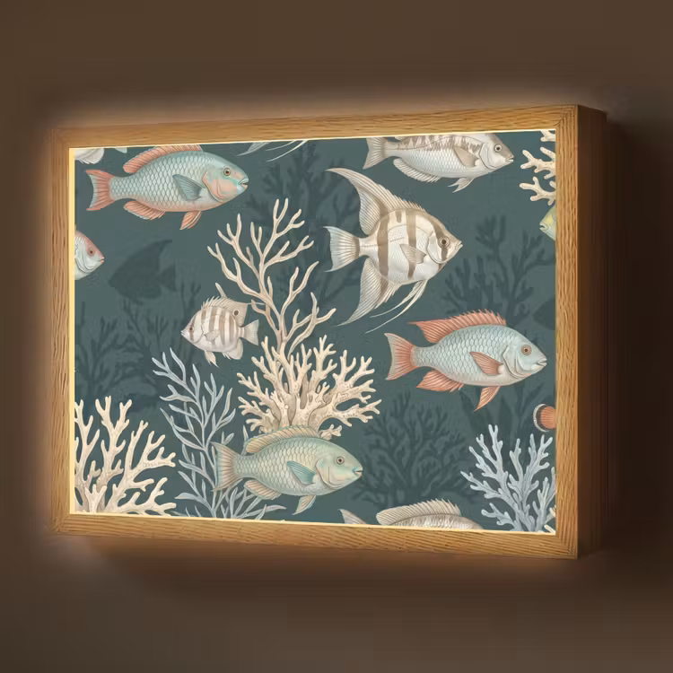 Lightbox - Wandlamp - Vis - Koraal - Onderwater - Illustratie — 1