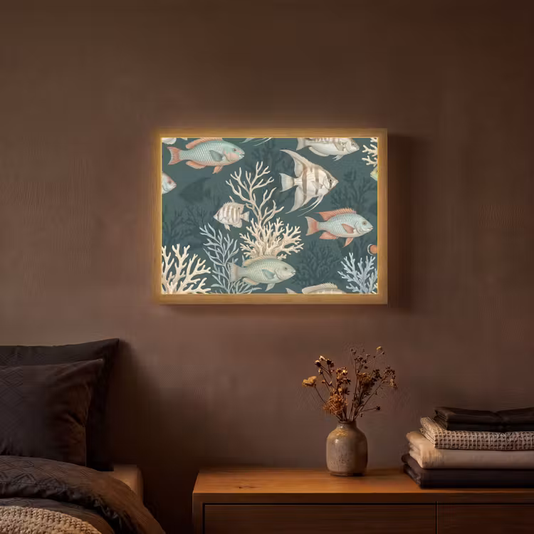 Lightbox - Wandlamp - Vis - Koraal - Onderwater - Illustratie — 3