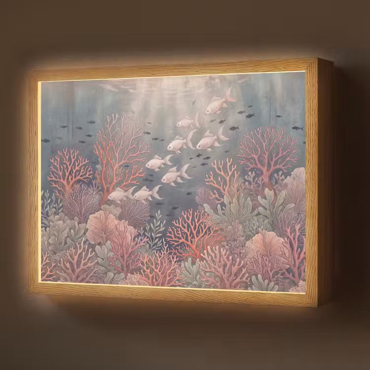 Lightbox - Wandlamp - Vis - Koraal - Onderwater - Illustratie - Vintage — 1