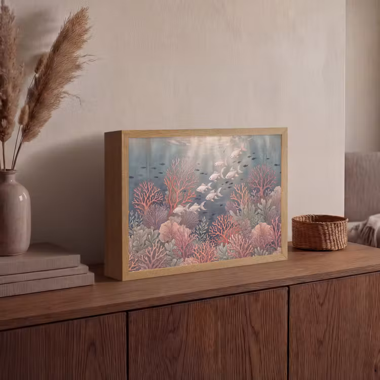 Lightbox - Wandlamp - Vis - Koraal - Onderwater - Illustratie - Vintage — 4