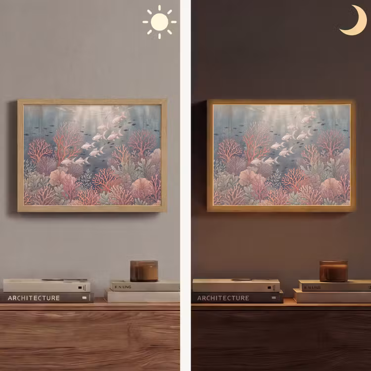 Lightbox - Wandlamp - Vis - Koraal - Onderwater - Illustratie - Vintage — 6