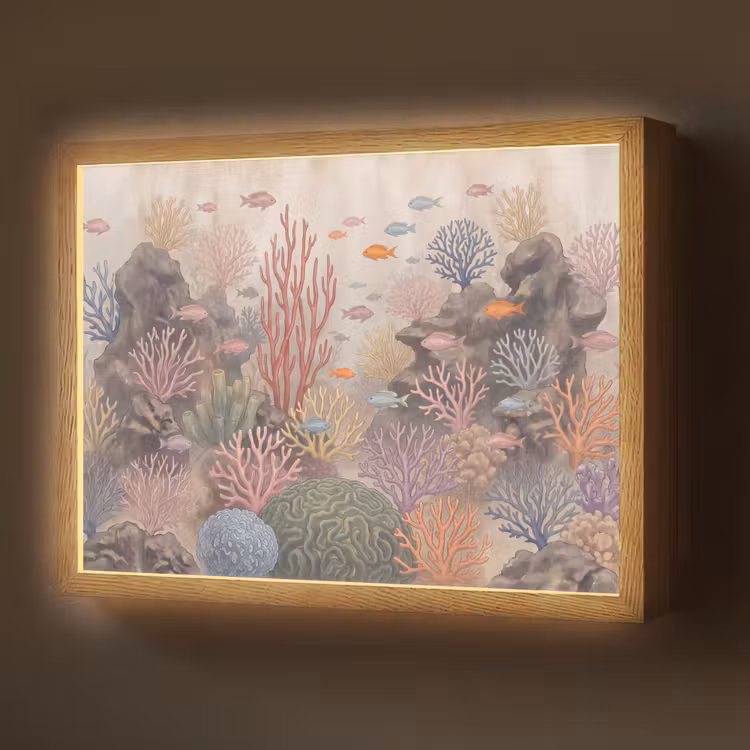 Lightbox - Wandlamp - Vis - Koraalrif - Onderwaterwereld - Illustratie — 1