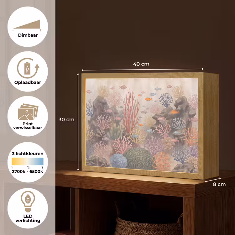 Lightbox - Wandlamp - Vis - Koraalrif - Onderwaterwereld - Illustratie — 10