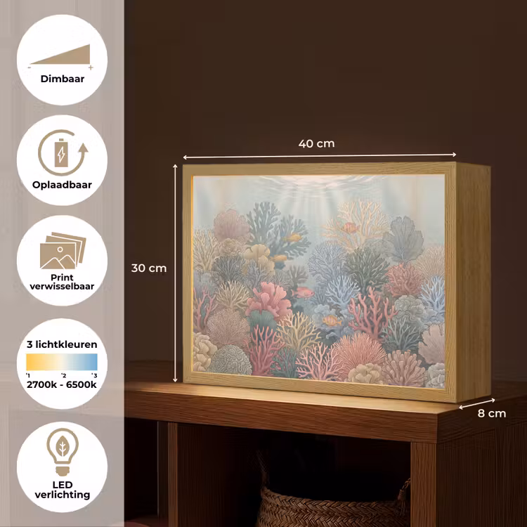 Lightbox - Wandlamp - Zee - Koraal - Vis - Natuur - Kleurrijk — 10