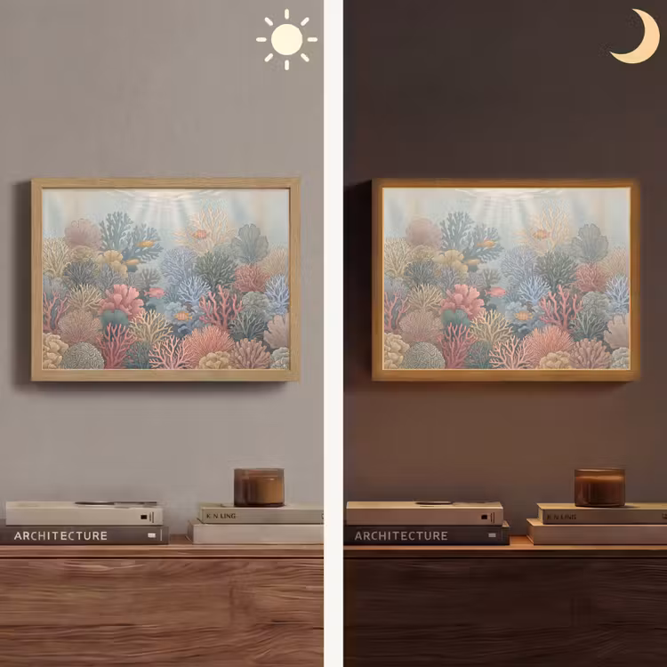Lightbox - Wandlamp - Zee - Koraal - Vis - Natuur - Kleurrijk — 6