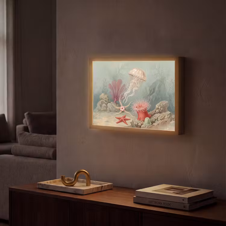 Lightbox - Wandlamp - Zeeleven - Kwal - Onderwater - Illustratie - Beige — 2