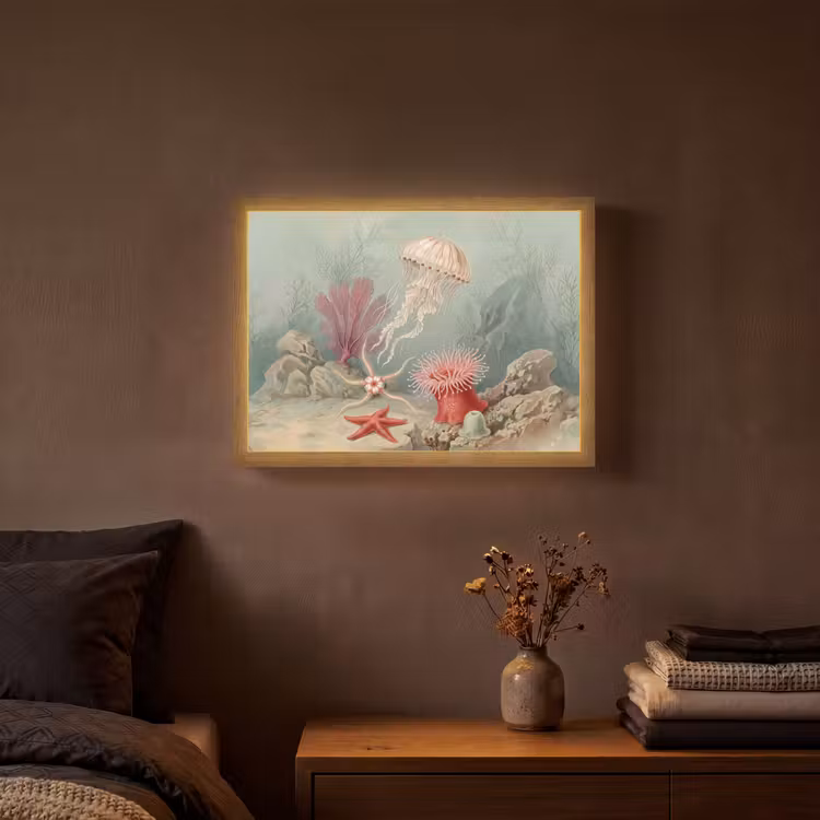 Lightbox - Wandlamp - Zeeleven - Kwal - Onderwater - Illustratie - Beige — 3