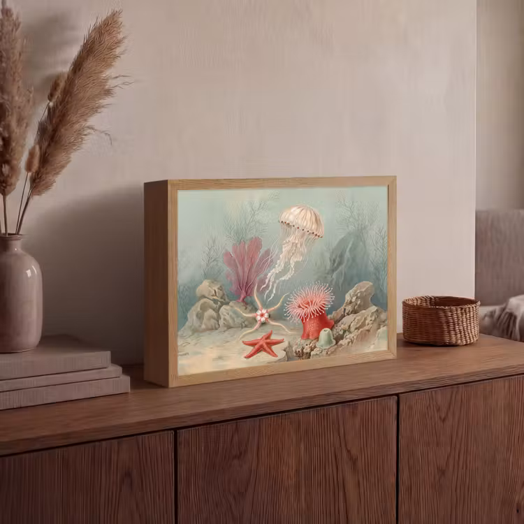 Lightbox - Wandlamp - Zeeleven - Kwal - Onderwater - Illustratie - Beige — 4