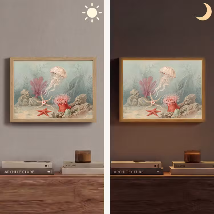 Lightbox - Wandlamp - Zeeleven - Kwal - Onderwater - Illustratie - Beige — 6