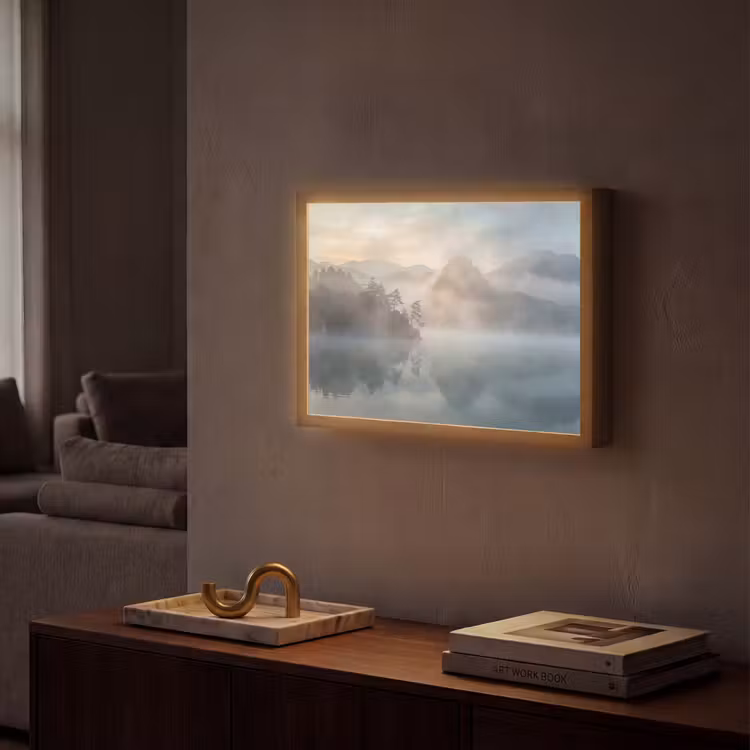 Lightbox - Wandlamp - Landschap - Bergen - Mist - Water - Natuur — 2