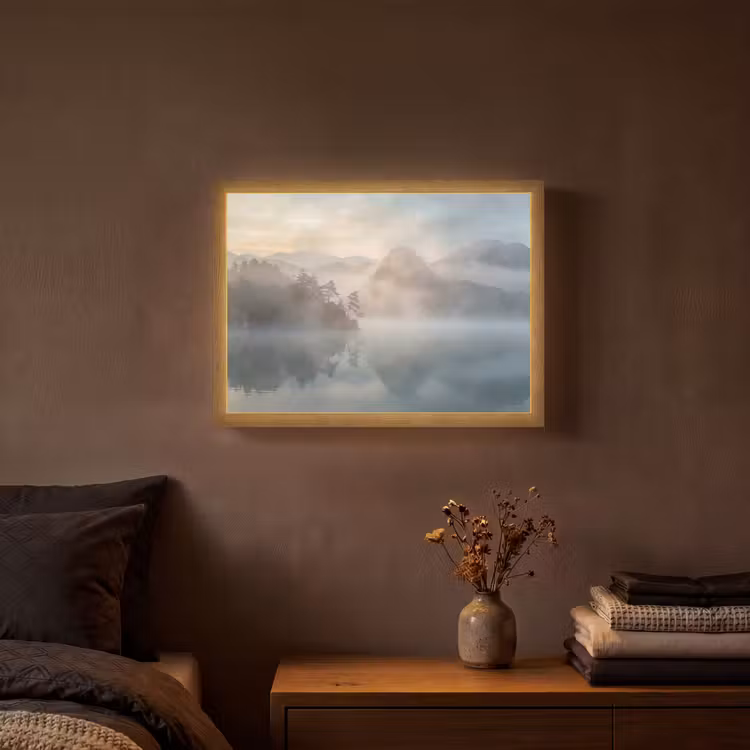 Lightbox - Wandlamp - Landschap - Bergen - Mist - Water - Natuur — 3