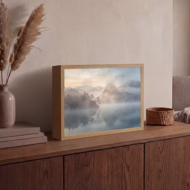 Lightbox - Wandlamp - Landschap - Bergen - Mist - Water - Natuur — 4