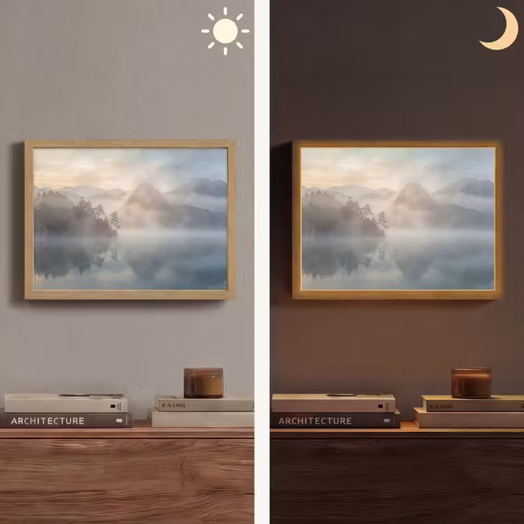 Lightbox - Wandlamp - Landschap - Bergen - Mist - Water - Natuur — 6