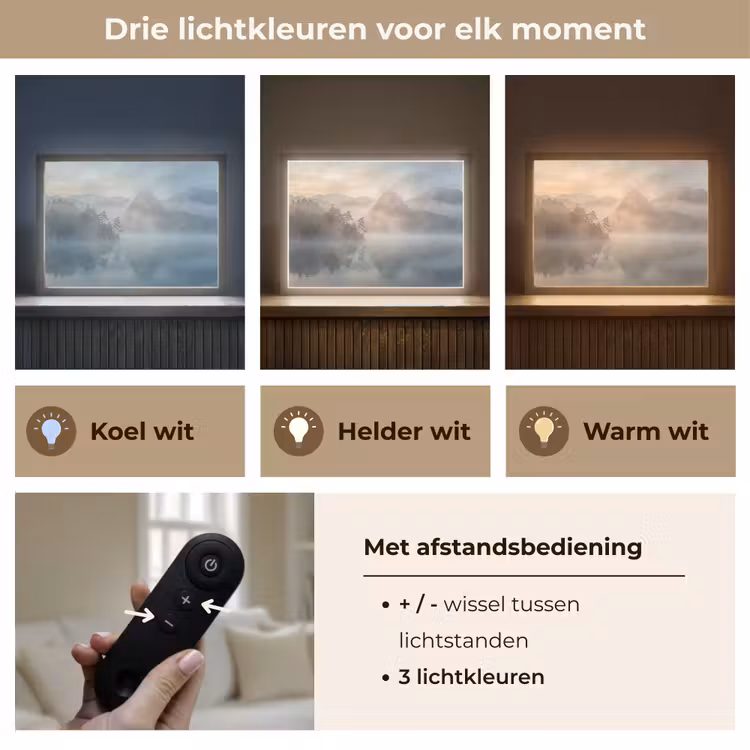 Lightbox - Wandlamp - Landschap - Bergen - Mist - Water - Natuur — 8