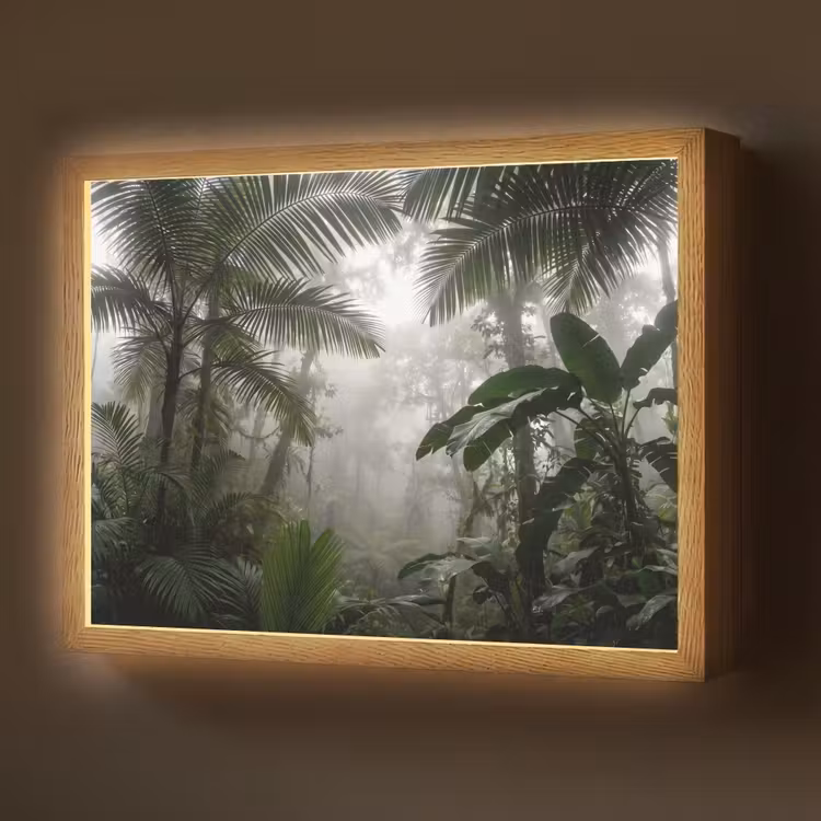Lightbox - Wandlamp - Natuur - Jungle - Mist - Groen - Bladeren — 1