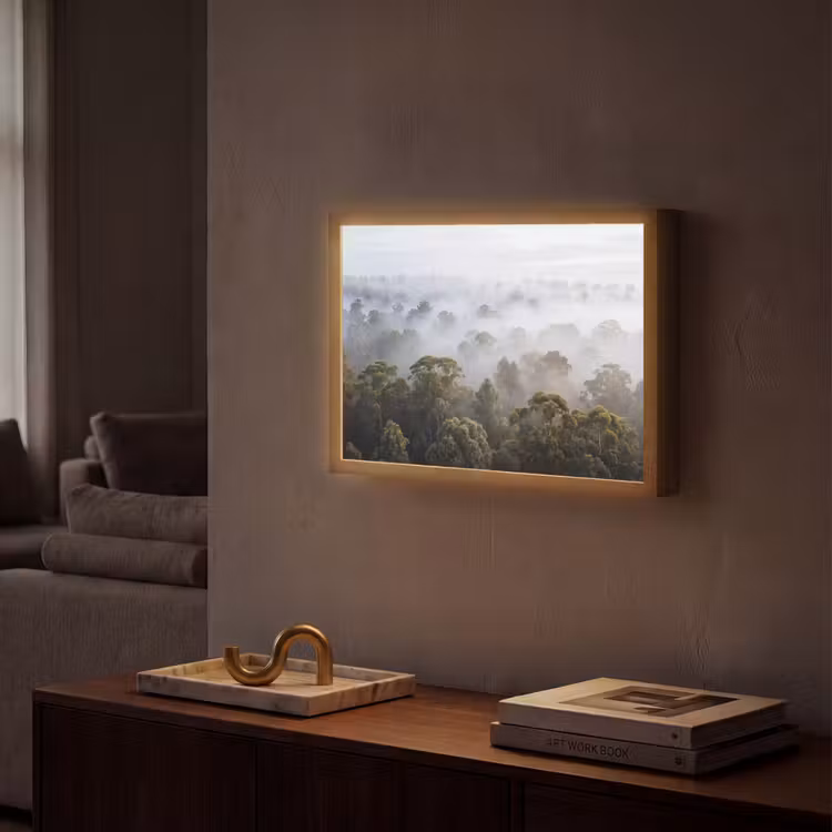 Lightbox - Wandlamp - Natuur - Mist - Bos - Ochtend - Goud — 2
