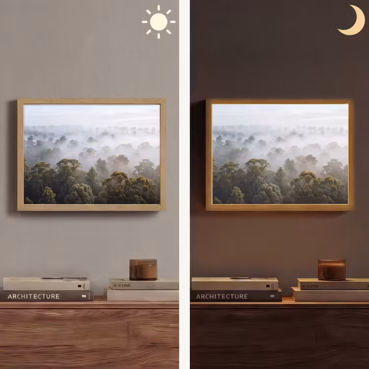 Lightbox - Wandlamp - Natuur - Mist - Bos - Ochtend - Goud — 6