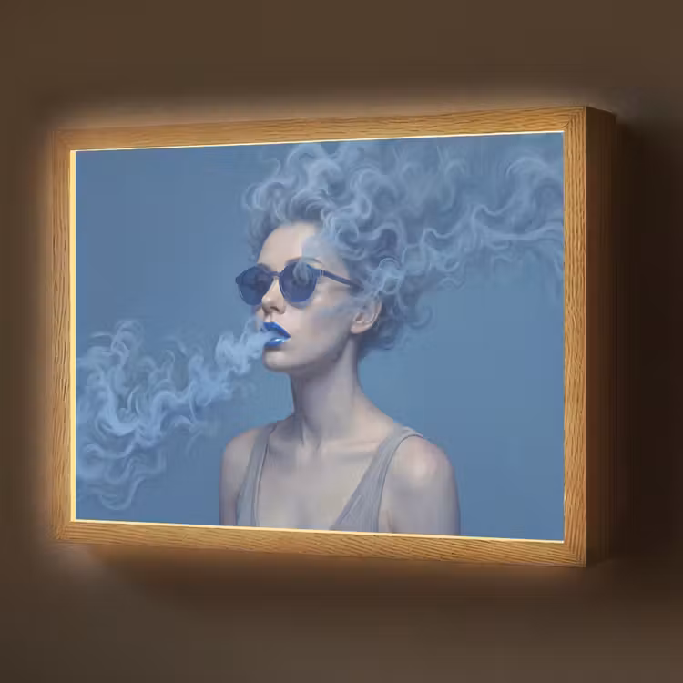 Lightbox - Wandlamp - Portret - Zonnebril - Rook - Abstract - Blauw — 1