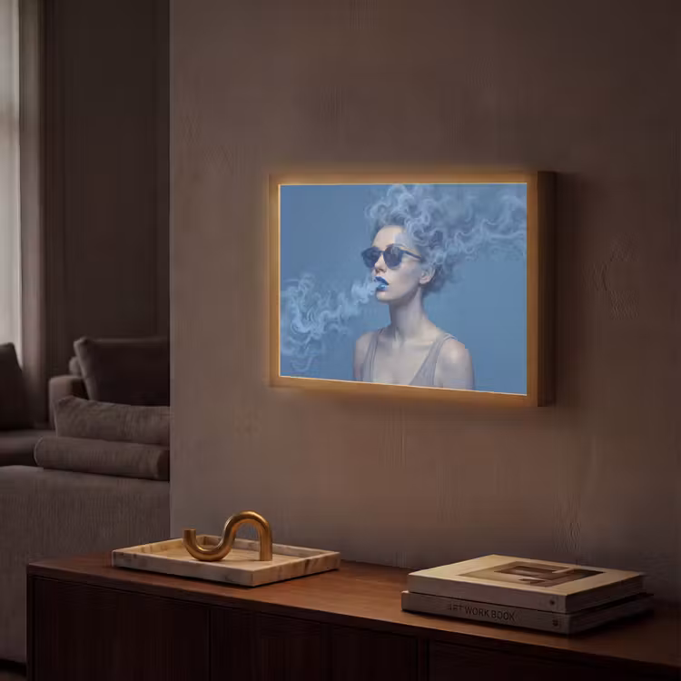 Lightbox - Wandlamp - Portret - Zonnebril - Rook - Abstract - Blauw — 2